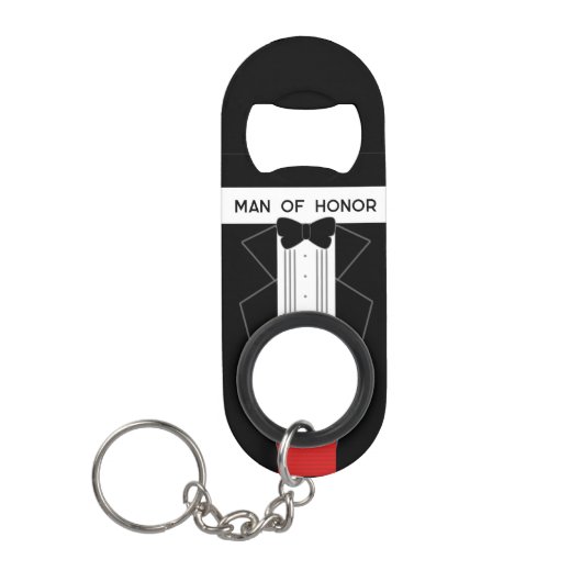Man van Honor Tuxedo Wedding Sleutelhanger Bottle Mini Flessenopener (Voorkant)