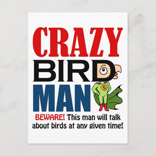 Man van luie vogel briefkaart (Voorkant)