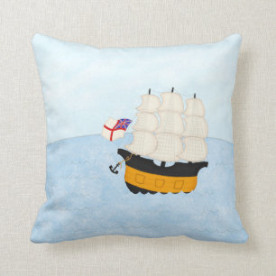 Man van oorlog in Zee Nautical Sailing Adventure Kussen