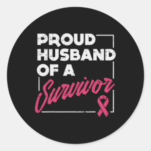 Man van overlevende borstkanker Awareness Mannen G Ronde Sticker