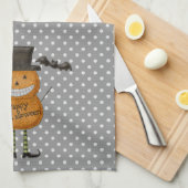 Man van pompoen - Happy Halloween - Gray Polka Dot Theedoek (Quarter Fold)