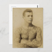 Man van warm  Tattoo Briefkaart (Voorkant / Achterkant)