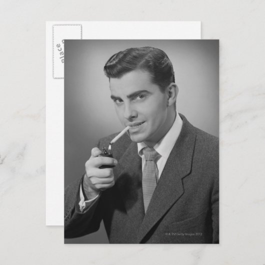 Man verlichting Sigarette Briefkaart (Voorkant / Achterkant)