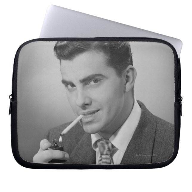 Man verlichting Sigarette Laptop Sleeve (Voorkant)