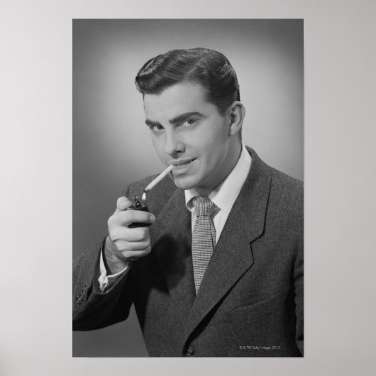 Man verlichting Sigarette Poster (Voorkant)
