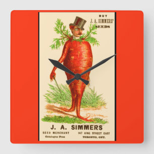 man Victoriaans handelskaart Vierkante Klok