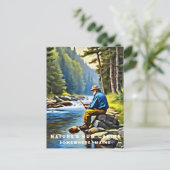 *~* Man Vist Stream AP49 Senior Stream Briefkaart (Staand voorkant)