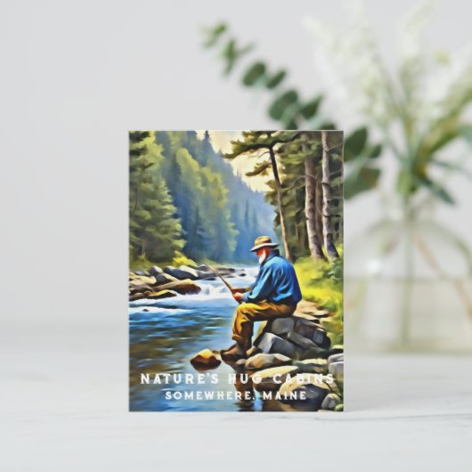 *~* Man Vist Stream AP49 Senior Stream Briefkaart (Staand voorkant)