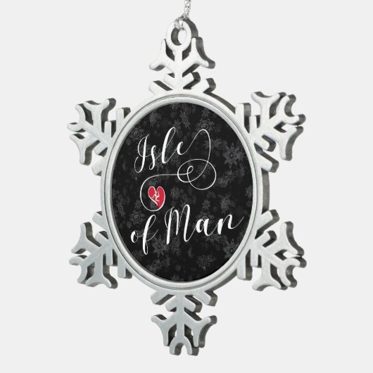 Man vlag in een hart, manx tin sneeuwvlok ornament (Rechts)