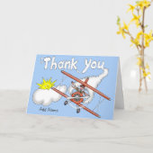 Man vliegend vliegtuig schrijft woorden Dank u in  Kaart (Gele Bloem)
