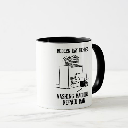 Man voor het repareren van de wasmachine mok (Voorkant rechts)