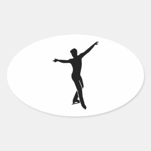Man voor het schaatsen ovale sticker