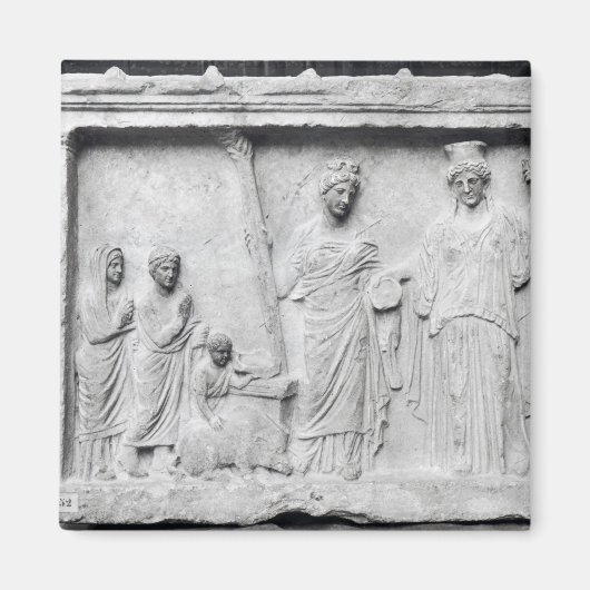 Man, vrouw en kind voor een altaar magneet (Voorkant)