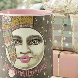 man vrouw in maan grillige winter pet mok