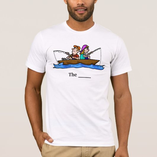 Man Vrouw Vist in Boat T-shirt. T-shirt (Voorkant)