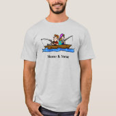 Man Vrouw Vist in Boat  T-shirt. T- T-shirt (Voorkant)