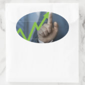 Man waarop het concept "aandelenkoers" is afgebeel ovale sticker (Tas)