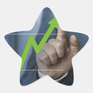 Man waarop het concept "aandelenkoers" is afgebeel ster sticker