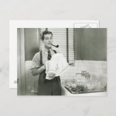 Man Washing Dishes Briefkaart (Voorkant / Achterkant)