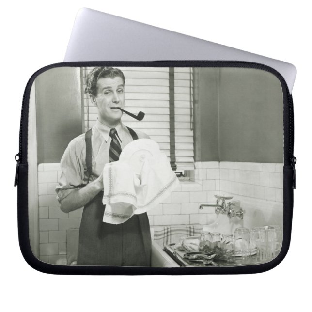 Man wasmachines laptop sleeve (Voorkant)