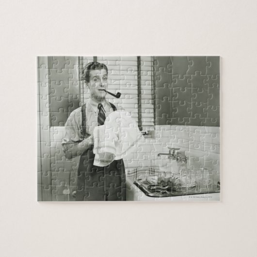 Man wasmachines legpuzzel (Horizontaal)