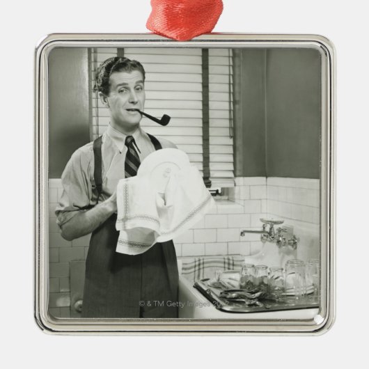 Man wasmachines metalen ornament (Voorkant)