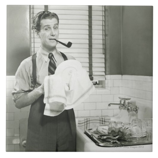 Man wasmachines tegeltje (Voorkant)