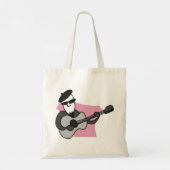 Man Wearing Beret Playing Acoustic Guitar Tote Bag (Achterkant)