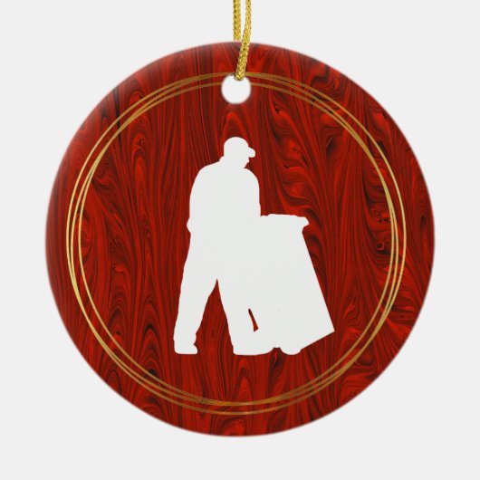 Man Wit Silhouette kerstversiering Keramisch Ornament (Voorkant)