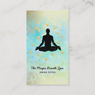 *~* Man Yoga Glitter Gold Meditation Mindfulness Visitekaartje