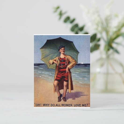 man zee voor  , paraplu-poster briefkaart (Staand voorkant)