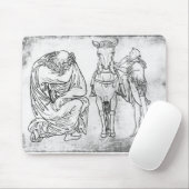 Man zit, Knight zet zijn paard op. Muismat (Met muis)