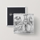 Man zit, Knight zet zijn paard op. Vierkante Button 5,1 Cm (Voorkant /achterkant)