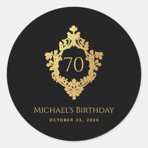 Man zwart goud elegant vintage wapen 70ste verjaar ronde sticker