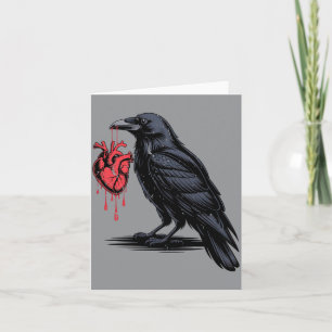 Man Zwart Raven Gotische Kraai Rode Hart vasthoude Kaart