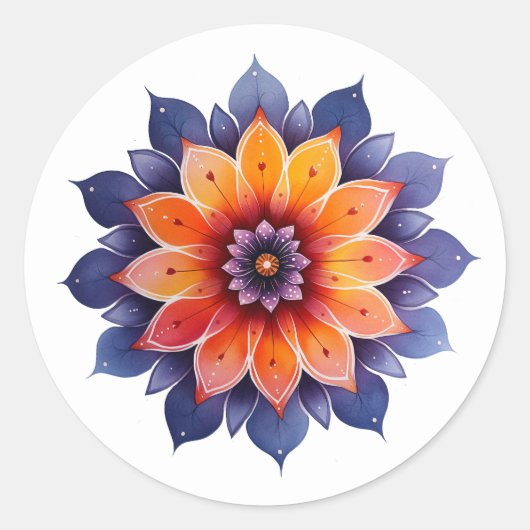 Manadala- Blüte- boho Ronde Sticker (Voorkant)