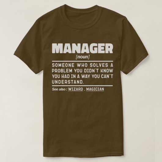 Manager Noun Managing Director Appreciation Grappi T-shirt (Design voorkant)