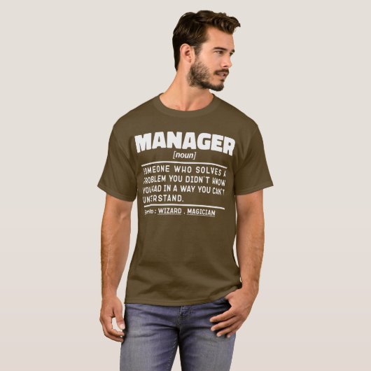 Manager Noun Managing Director Appreciation Grappi T-shirt (Voorkant volledig)