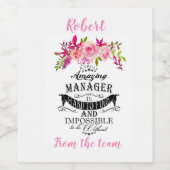 Manager Vin étiquette Boss appréciation jour ou se (Étiquettes simples)