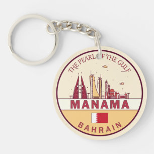 Manama Bahrain City Skyline Embleem Sleutelhanger
