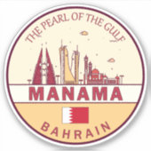 Manama Bahrain City Skyline Embleem Sticker (Voorkant)