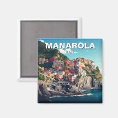 Manarola, Cinqua Terra Magnet Magneet (Voorkant / Achterkant)
