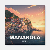 Manarola, Cinqua Terra waterverf Magneet (Voorkant)