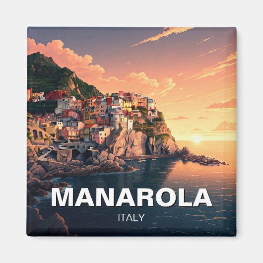 Manarola, Cinqua Terra waterverf Magneet (Voorkant)