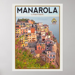 Manarola Vineyard Harbour - op wit Poster
