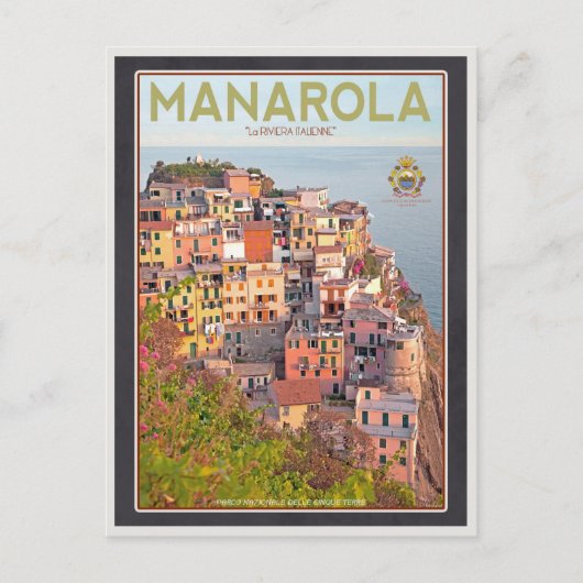 Manarola Vineyard Sunset (zwart) Briefkaart (Voorkant)