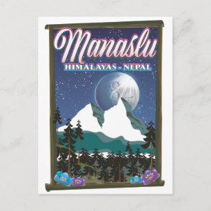 Manaslu Himalaya Nepal reisposter kaart