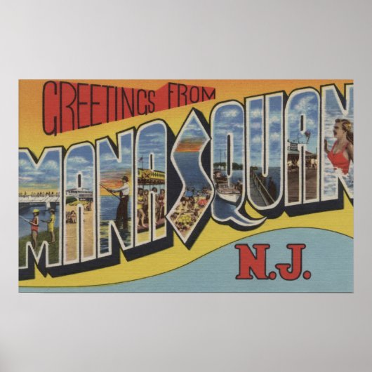 Manasquan, New Jersey - Large Letter Scenes 2 Poster (Voorkant)