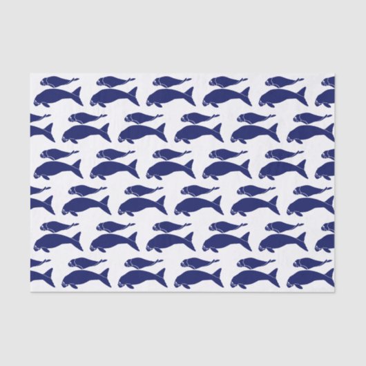 Manat Silhouette Tekening Blauw Tissuepapier (Voorkant)