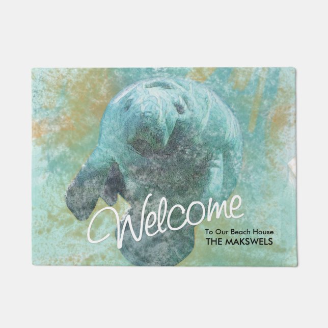 Manate Painting Beach House Welcome Mat (Voorkant)